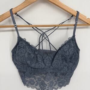 Gilly Hicks x Hollister Bralette Medium Blue GrayLongline Floral Lace Feminine